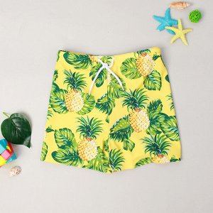 Плавки для мальчика пляжные, удобные и эластичные, желтые с ананасами