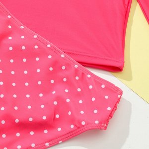 Купальный костюм для девочки, трусики и футболка с длинным рукавом, розовый с единорогом