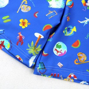 Плавки для мальчика пляжные, удобные и эластичные, с шапочкой для купания, синие с принтом