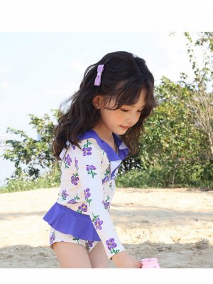 Купальный костюм для девочки, бело-фиолетовый