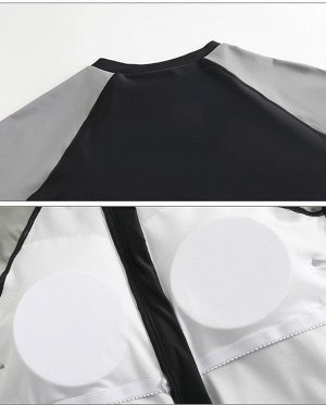 Купальный костюм для девочки, комбинезон на молнии с коротким рукавом, черный с серым