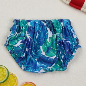 Трусики для плавания детские, белые с морской тематикой, сине-зеленые с листвой