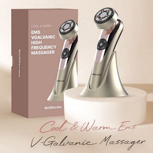 Гальванический высокочастотный массажер, с технологиями EMS и световой терапии WellDerma Cool&Warm EMS Galvanic High-Frequency Massager, 1шт