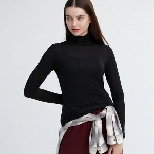 UNIQLO Heattech — тонкая термо-кофта с длинным рукавом - 09 BLACK