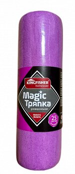 KINGFISHER®️ MAGIC ТРЯПКА универсальная, микрофибра, цвет пурпурный, 30*30см, рулон 25 листов