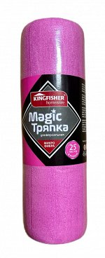 KINGFISHER®️ MAGIC ТРЯПКА универсальная, микрофибра, цвет розовый, 30*30см, рулон 25 листов