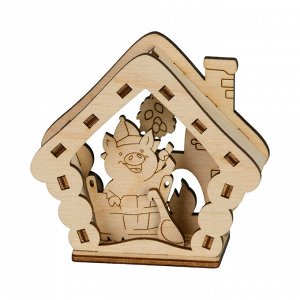 Заготовка для декорирования "Mr. Carving" ВД-579 Подвеска 3D фанера 8.5 х 8 х 3.5 см СК/Распродажа "Свинка в бане"