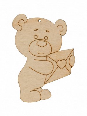 Заготовка для декорирования "Mr. Carving" ВД-874 Подвеска фанера 0.3 см "Мишка с письмом и сердцем" (9х7см)