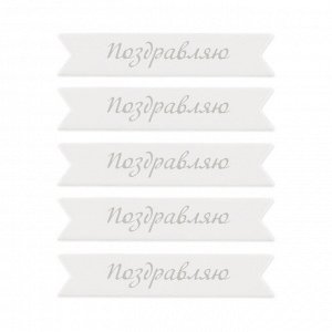 "Mr.Painter" MCB-03 Заготовки " Надписи для открыток" 70 x 15 мм 7 см х 1.5 см 5 х 5 шт. 01 Поздравляю (под серебро)