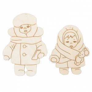 Заготовка для декорирования "Mr. Carving" ВД-1196 Набор фанера 0.3 см "Детки №1" (5х8,5см., 6,7х9см.)