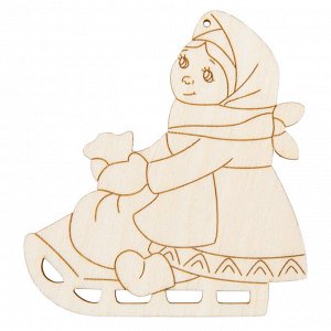 Заготовка для декорирования "Mr. Carving" ВД-1210 Подвеска фанера 8 х 8.5 х 0.3 см "Девочка на саночках" (7х8см.)