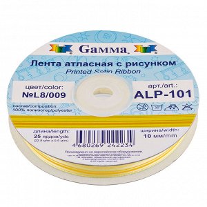 Лента атласная 10 мм ( 3/8 ") "Gamma" ALP-101 с рисунком 22.8 м ± 0.5 м