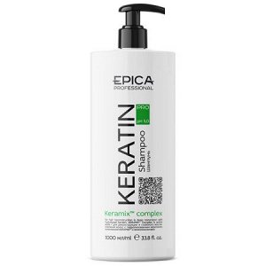 Keratin PRO Шампунь для реконструкции и глубокого восстановления волос с гидролизованным кератином, комплексом KERAMIX™, 1000 мл