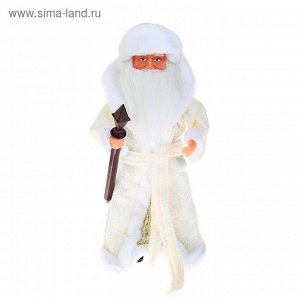 Дед Мороз, в белой шубе с поясом, русская мелодия