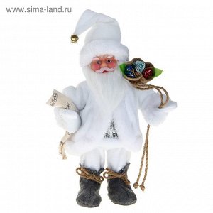 Дед Мороз, в белом полушубке, с мешком, русская мелодия
