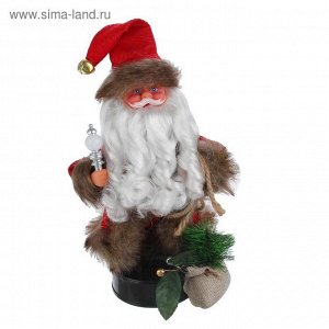 Дед Мороз, с мешком подарков, в колпаке, с подсветкой, русская мелодия