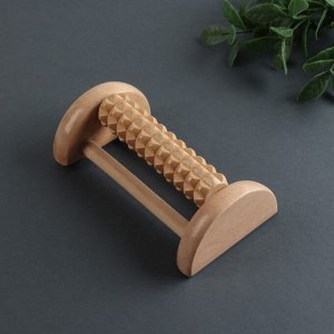 Массажёр для ног с шипами, деревянный, роликовый, 1 ряд, 14.5x7.8x4.5 см