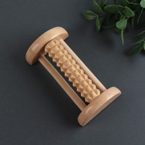 Массажёр для ног с шипами, деревянный, роликовый, 1 ряд, 14.5x7.8x4.5 см