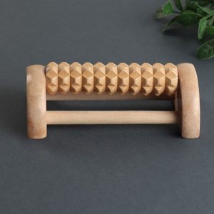 Массажёр для ног с шипами, деревянный, роликовый, 1 ряд, 14.5x7.8x4.5 см