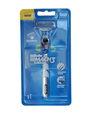 Gillette Станок бритвенный Mach3 Turbo технология 3D Motion с 1 кассетой, без подставки