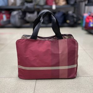 Сумка женская дорожная бордовая клетка текстиль