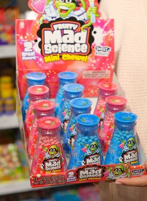 Kidsmania Mad Science Мини-жевательные конфеты с синей малиной и клубникой