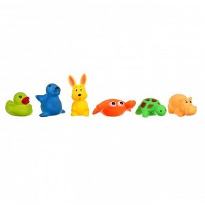 Набор резиновых игрушек для ванны «Морские животные», 6 шт, с пищалкой, Крошка Я