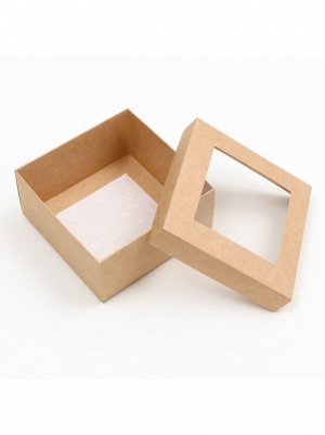 Коробка складная 10 х10 х5 см с окном крафт