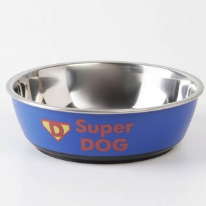 Пушистое счастье Миска металлическая для собаки Super dog, 450 мл, 14х4.5 см