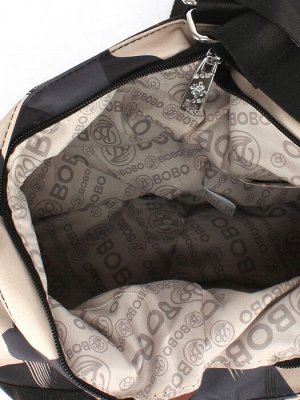 Сумка женская текстиль BoBo-1601-7 (рюкзак-change),  1отд. 1внеш,  3внут/карм,  черный/серый/беж 254113