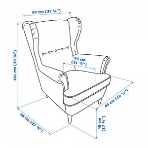 IKEA СТРАНДМОН Кресло с подголовником, Шифтебу бежевый