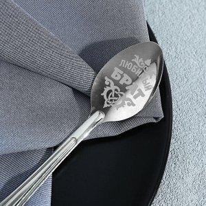 Ложка чайная с гравировкой «Любимый брат», на подарочной открытке, 3x14 см