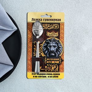 Ложка чайная с гравировкой «Настоящий мужик», на подарочной открытке, 3x14 см