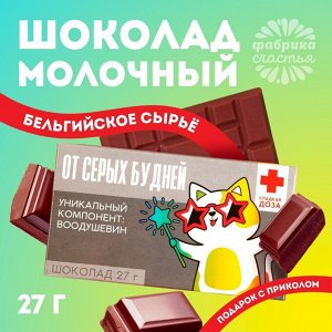 Шоколад молочный «От серых будней»: 27 г.