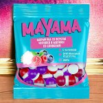 Мармелад жевательный «Mayama» с желейной начинкой со вкусом черники и малины со сливками, 70 г
