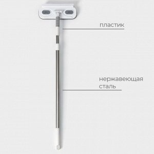 Щётка для окон Raccoon, телескопическая нержавеющая ручка 77(123) см, силиконовый сгон 22 см, велюровая насадка 22x7 см, цвет МИКС