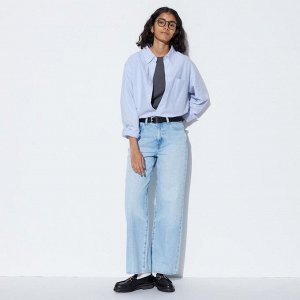 UNIQLO - рубашка оксфорд в полоску - 65 BLUE