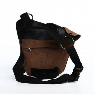 Поясная сумка на молнии, 3 наружных кармана, зацеп на ногу, цвет коричневый