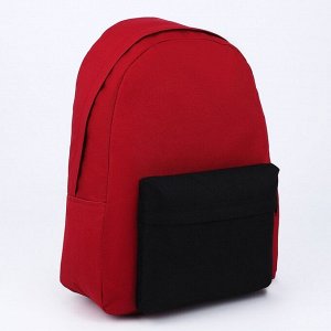 Рюкзак текстильный с цветным карманом, 30х39х12 см, бордовый/черный