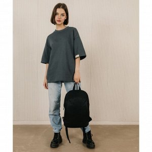 Рюкзак школьный текстильный 46x30x10 см, вертикальный карман, чёрный