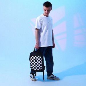 Рюкзак школьный текстильный Lucky, 46x30x10 см, вертикальный карман, чёрный