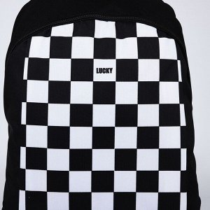 Рюкзак школьный текстильный Lucky, 46x30x10 см, вертикальный карман, чёрный