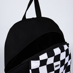 Рюкзак школьный текстильный Lucky, 46x30x10 см, вертикальный карман, чёрный
