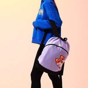 Рюкзак текстильный «Корги», 46х30х10 см, вертик карман, цвет фиолетовый