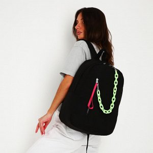 Рюкзак текстильный с карманом, чёрный, 45х30х15 см