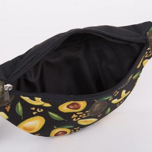 Сумка поясная «Авокадо», 32х8х15 см, отдел на молнии, наружный карман, цвет чёрный