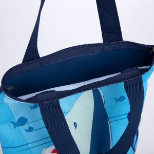 Детский сумка-шопер с допиками «Акула» на молнии, 32*23см