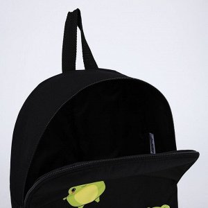 Рюкзак текстильный Лягушки, 38х14х27 см, цвет чёрный