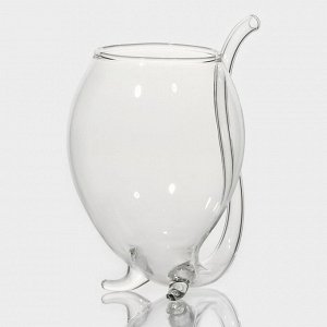Бокал стеклянный с трубочкой для вина Magistro «Пантера», 300 мл, 10,5?8,5?12,5 см