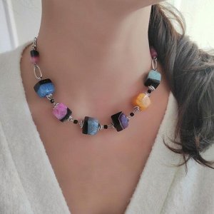 Колье из кубиков агата уценка